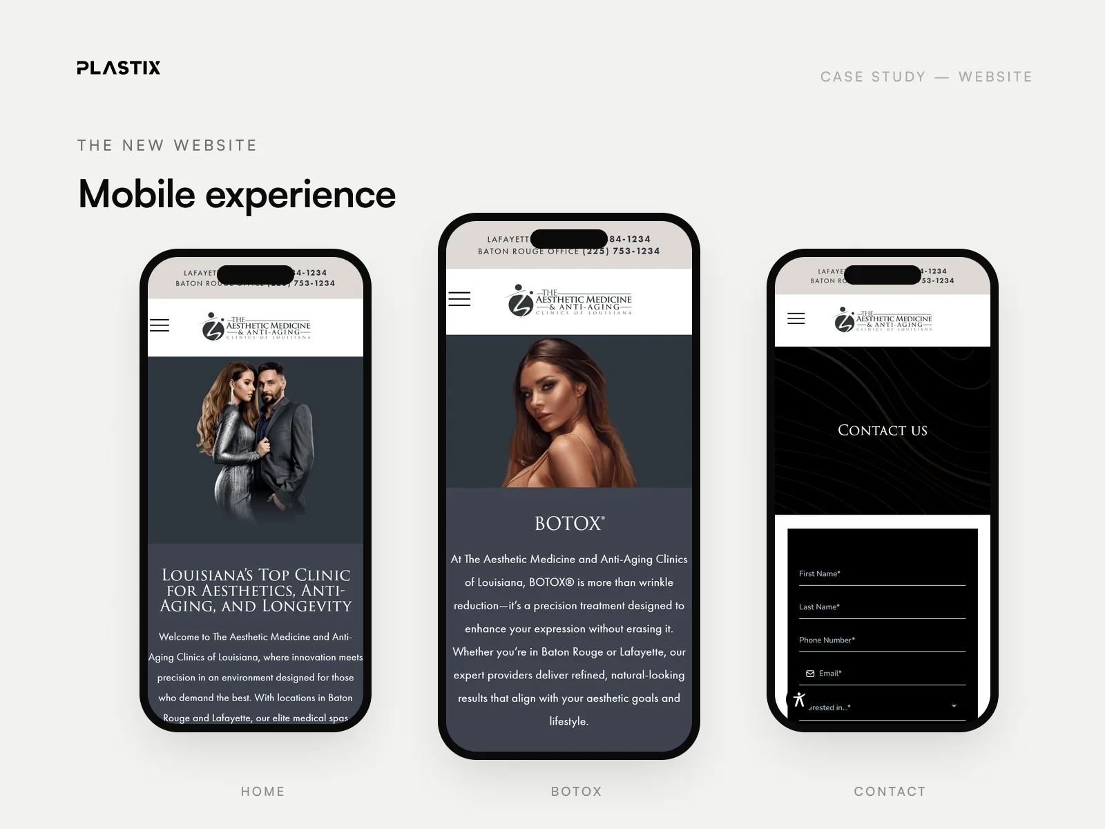 The Aesthetic Medicine & Anti-Aging Clinics of Louisiana website design on mobile