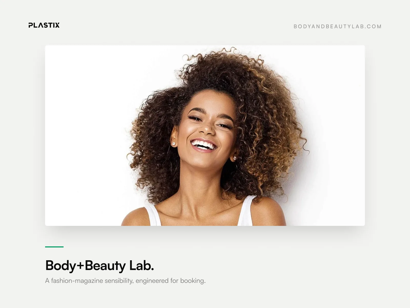 Body+Beauty Lab website design shown in an editorial gallery frame