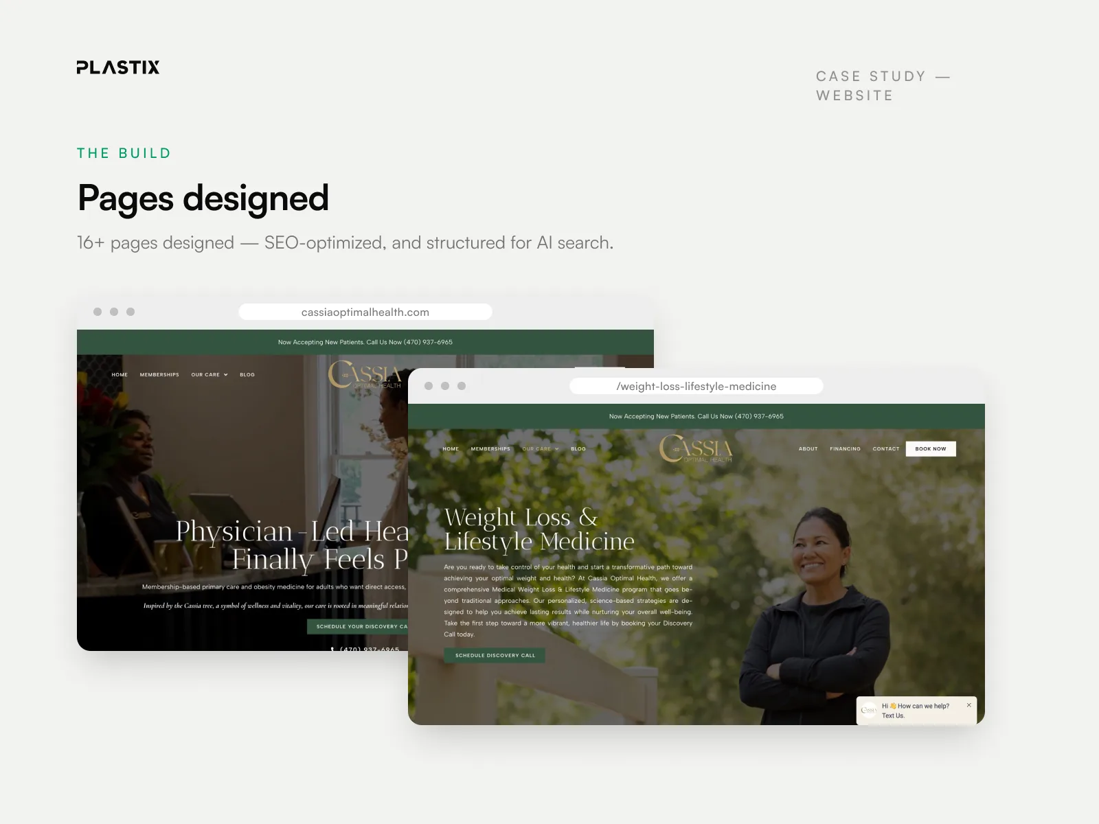 Pages designed for the Cassia Optimal Health website