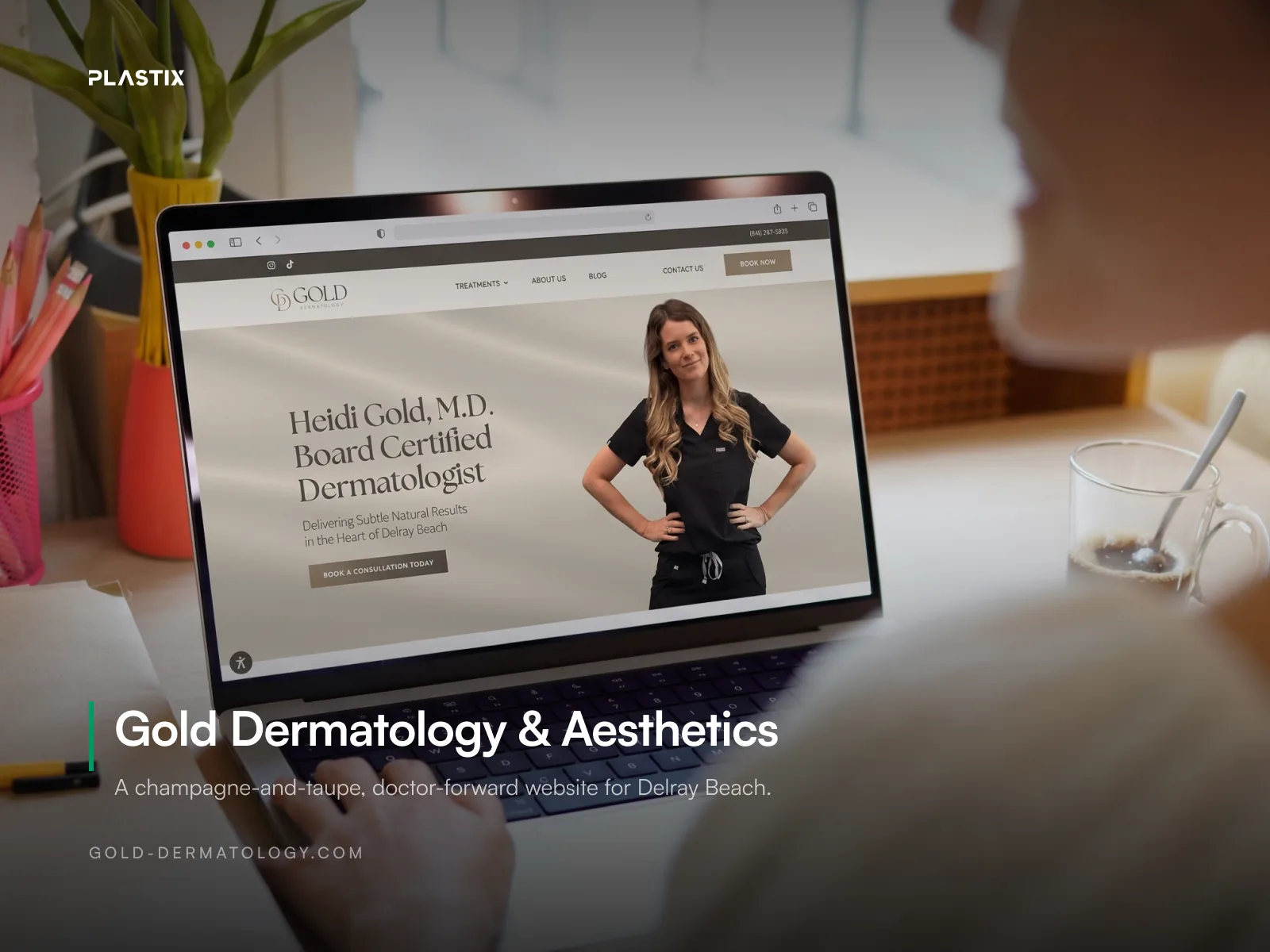 Gold Dermatology & Aesthetics website shown on a laptop screen