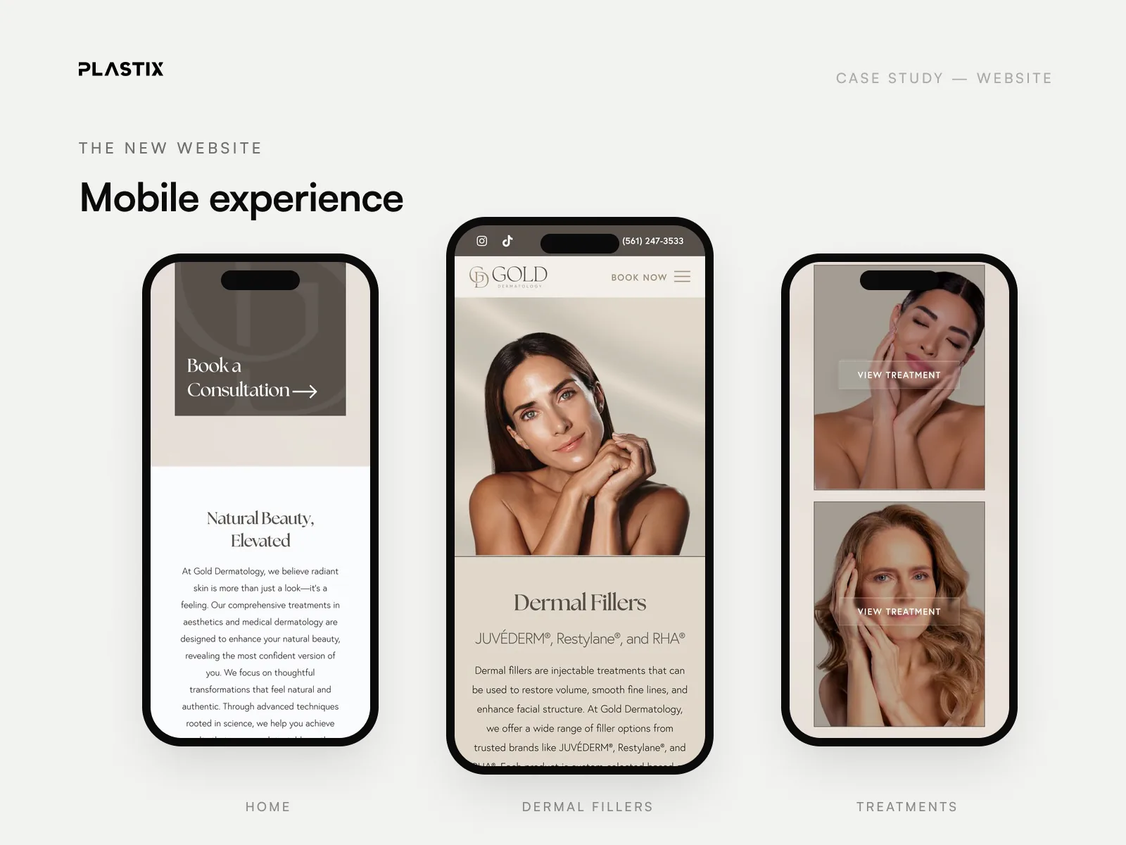 Gold Dermatology & Aesthetics website design on mobile