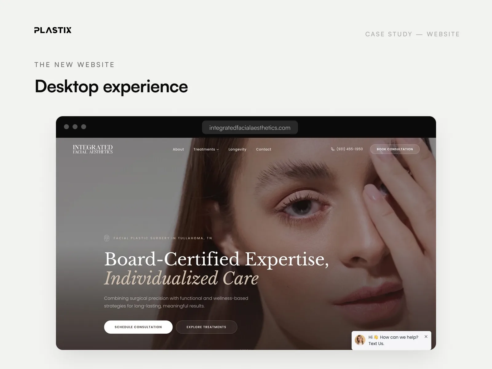 Integrated Facial Aesthetics website homepage design on desktop