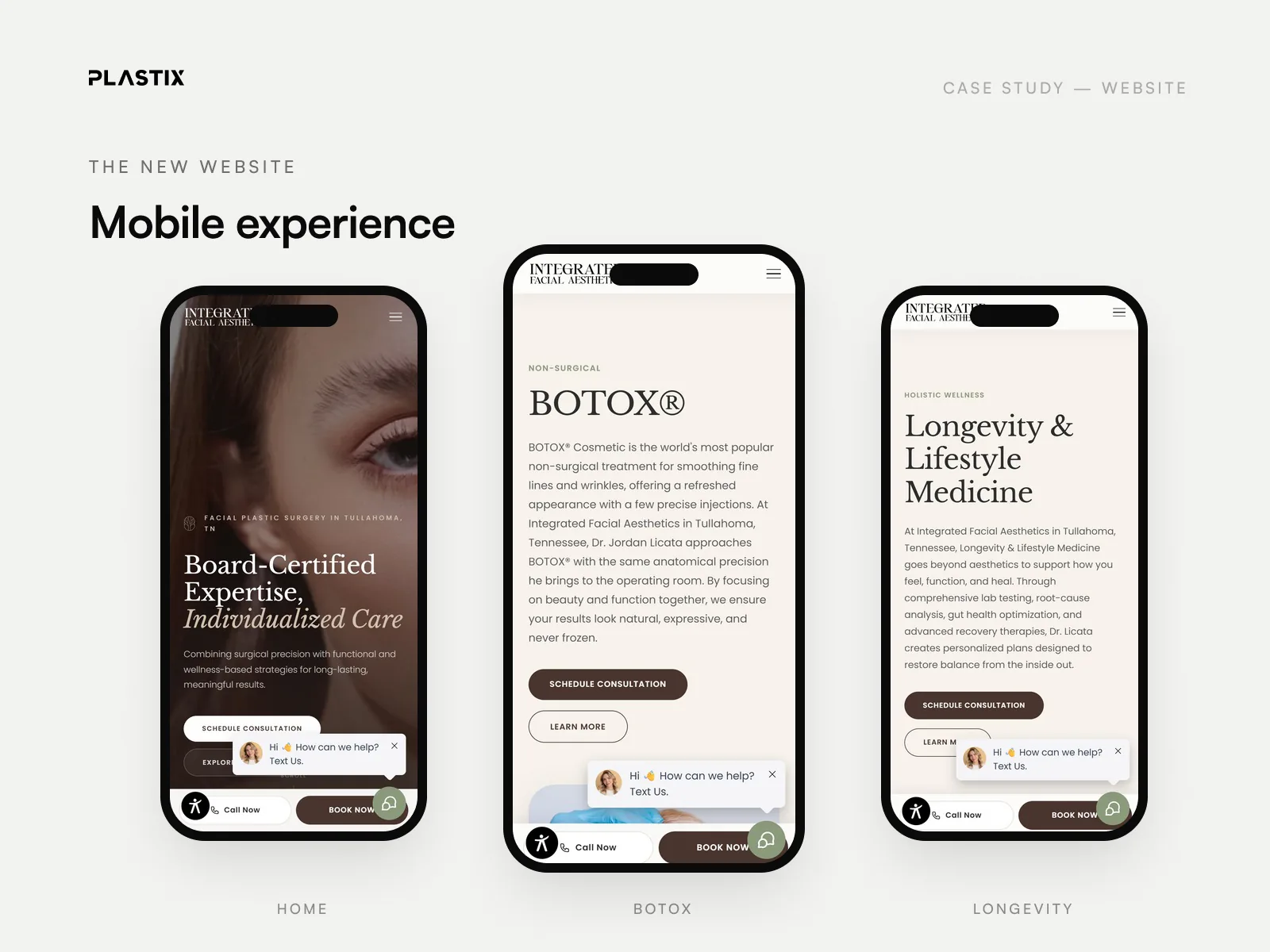 Integrated Facial Aesthetics website design on mobile