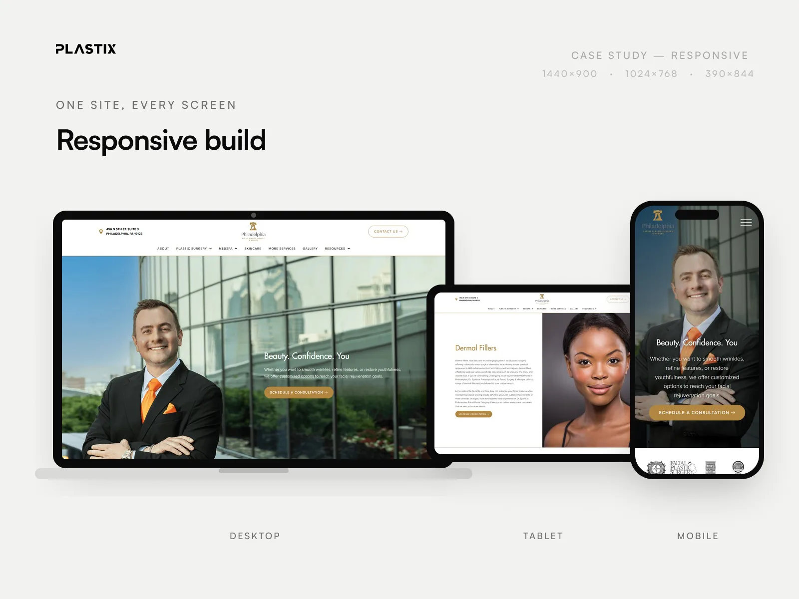 Philadelphia Facial Plastic Surgery & Medspa responsive website design on desktop, tablet and mobile