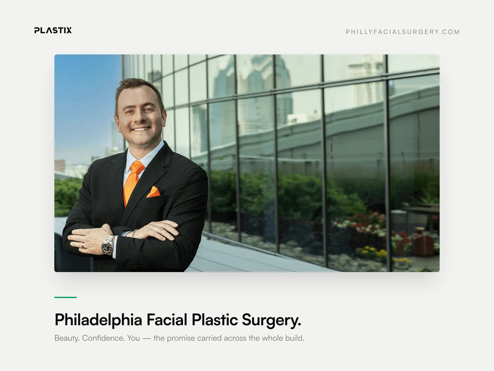 Philadelphia Facial Plastic Surgery & Medspa website design shown in an editorial gallery frame