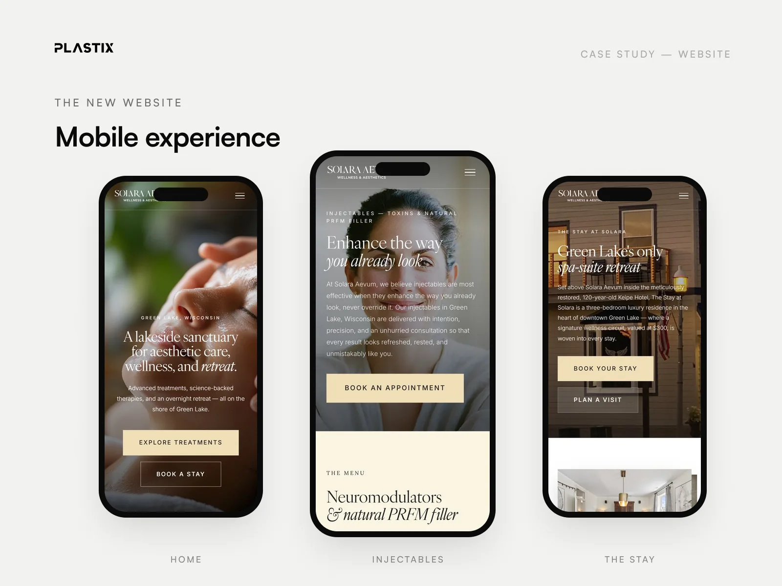 Solara Aevum Wellness & Aesthetics website design on mobile
