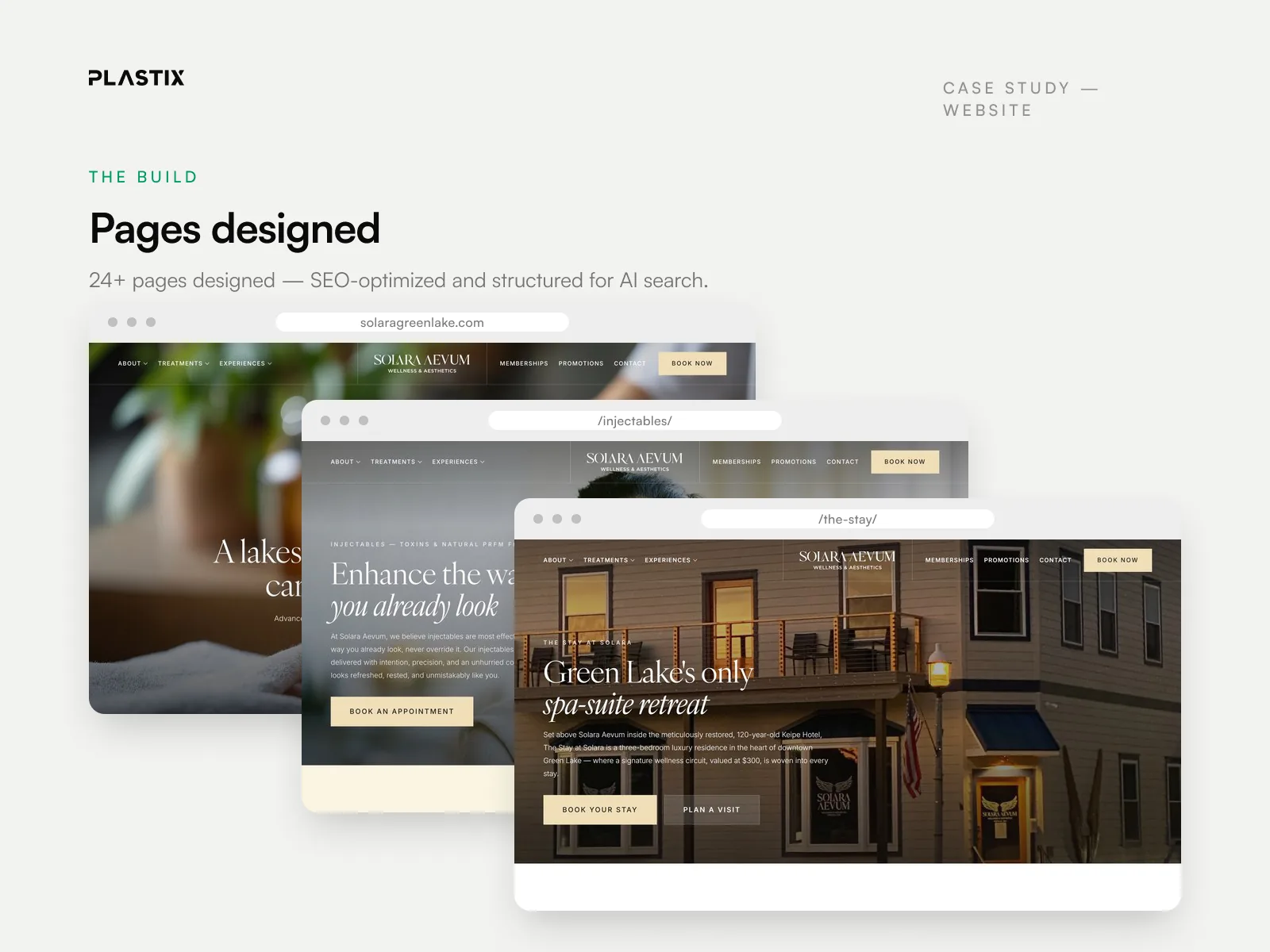Pages designed for the Solara Aevum Wellness & Aesthetics website