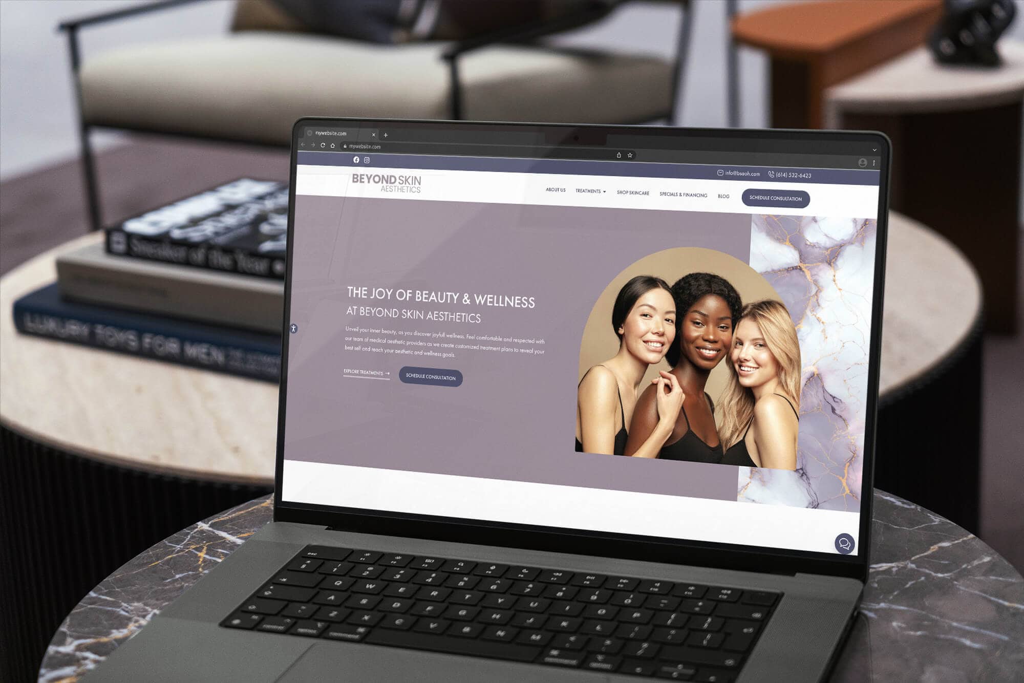 Website design for Beyond Skin Aesthetics, a med spa and Plastix client