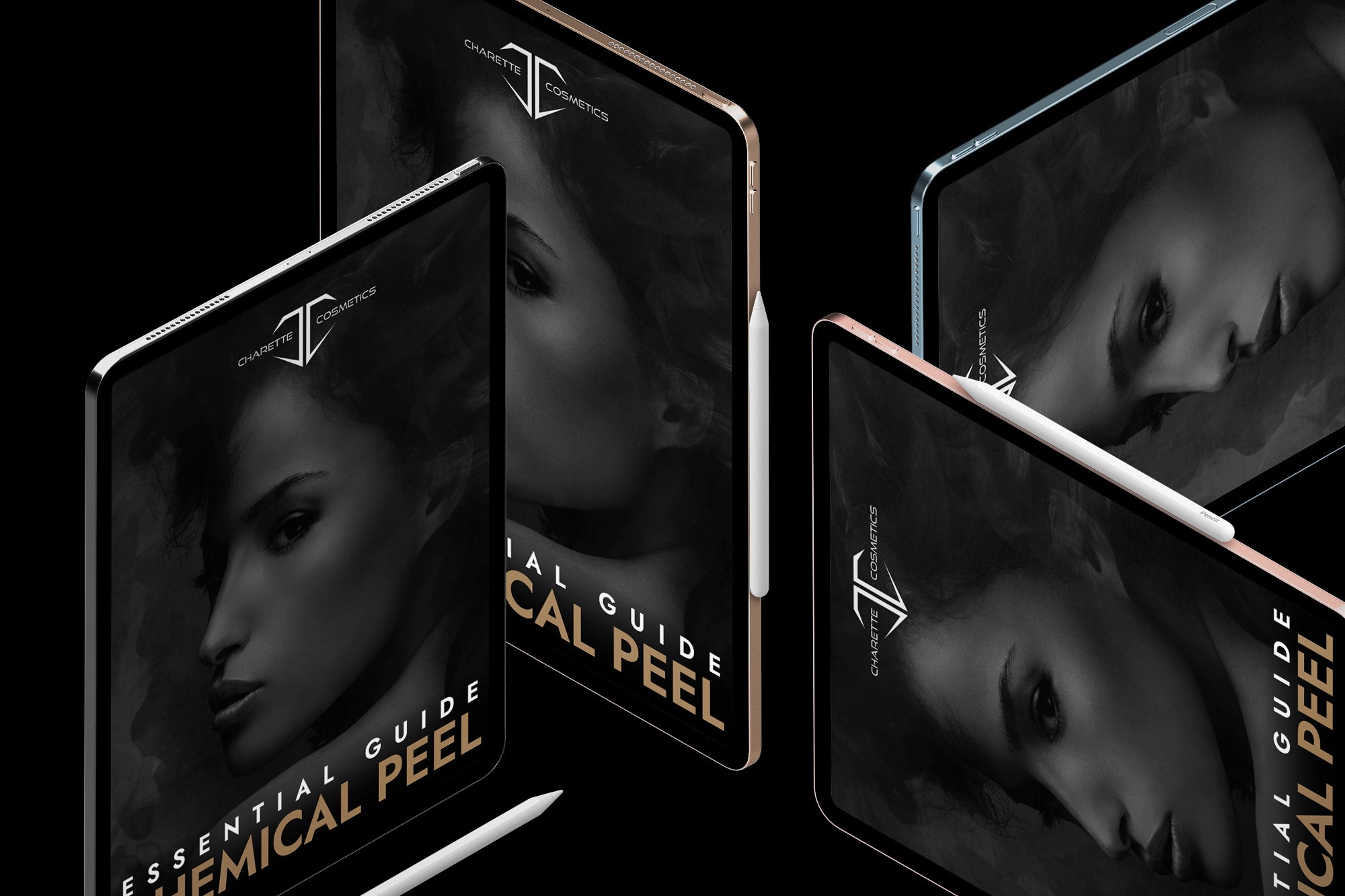 Chemical peel guide artwork in a story-format ad mockup